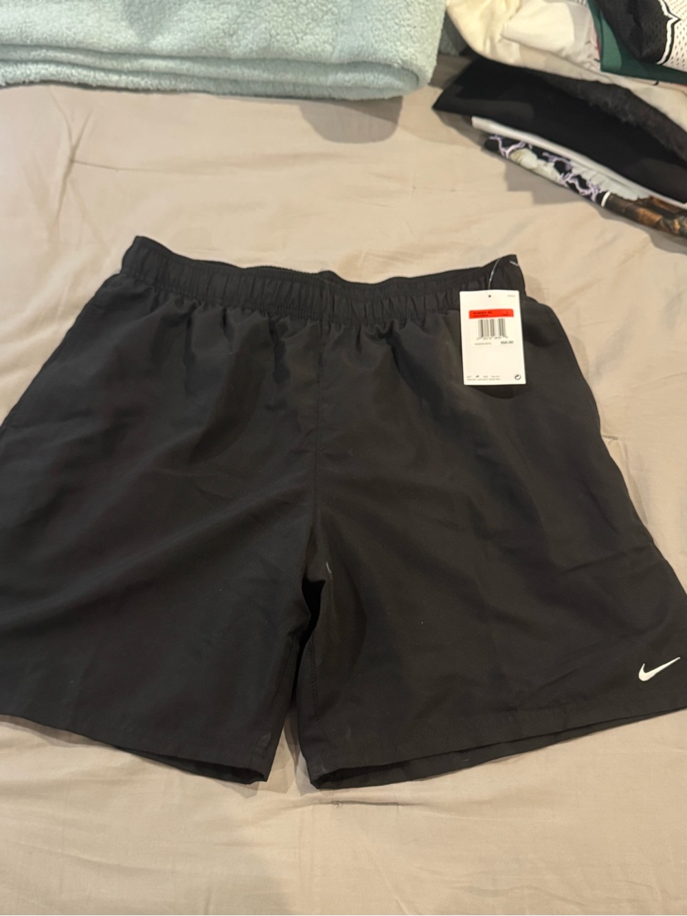 Nike Men’s Black Athletic Shorts with White Swoosh